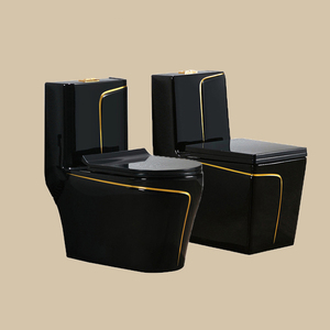Articles sanitaires d'hôtel moyen-orient couleur noir et or <span class=keywords><strong>wc</strong></span> toilette salle de bains cuvette de toilette luxe une pièce couleur céramique toilette noire - Product Image 1