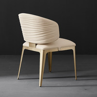 Chaise de salle à manger ondulée moderne et élégante en cuir microfibre, design mobile, pieds en titane, mobilier de maison en acier inoxydable