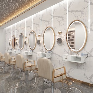 2025 venta de muebles de salón barbería <span class=keywords><strong>espejo</strong></span> especial 90*90cm montaje en pared <span class=keywords><strong>espejo</strong></span> redondo de salón <span class=keywords><strong>con</strong></span> luces LED <span class=keywords><strong>espejo</strong></span> de peluquería - Product Image 4
