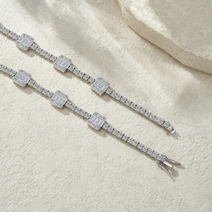 قلادة فاخرة بتصميم متعدد الحلقات مرصعة بالكامل بالألماس الصناعي على شكل الباغيت، مجوهرات أنيقة للنساء، قلادة شوكر فاخرة - Product Image 6