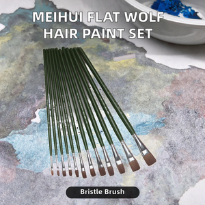 Ensemble de pinceaux à poils plats en poils de renard et de belette, manche en bois, pour peinture à l'aquarelle, à l'huile ou à la gouache, Meihui Art Artist Painting. - Product Image 2