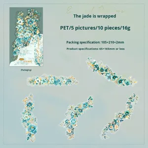 Hojas adhesivas de PET florales de acuarela grandes Tomate Girl Blooming Garden Series Paquete de 10 para planificador de diario y álbum de recortes - Product Image 6