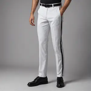 Private Label Business Golf Trousers Cotton Lightweight Straight Fit Casual Pencil Cargo Golf Pants With Side Leg Zipper