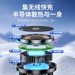 Wireless Charging Phone Cooler X82 Car Holder 15W Fast Charge With Multi Color Light Semiconductor Cooling - Product Image 3