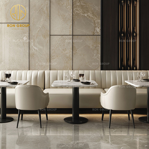 Muebles Modernos de Cuero y Mármol Blanco para Restaurante de Hotel Comercial, Sofá y Sillas de Espera, Mesa con Sillas para Cafetería - Product Image 3