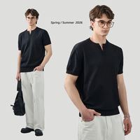 T-shirt en maille unie décontracté pour homme de haute qualité, col en V, 290g, doux, respirant, coupe régulière, épaules tombantes