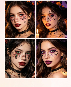 10 Fogli di Adesivi Temporanei per il Viso, Patch Luminose a Tema Zucca e Ragnatela, Tatuaggi Viso Fluorescenti - Product Image 6