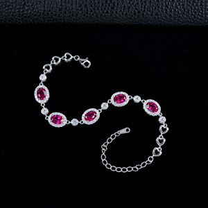Pulsera de Plata de Ley S925 con Zafiro Padparadscha, Adorno de Piedras Preciosas de Colores de Alta Gama, Pulsera de Joyería al por Mayor - Product Image 5