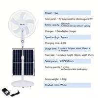 Ventilateur sur pied rechargeable solaire de 16 pouces, panneau solaire 12W, ventilateur oscillant à 3 vitesses pour la maison, le camping, la vente ambulante