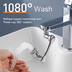 Aérateur de cuisine rotatif mélangeur d'eau de salle de bain filtre de lavabo robinet Flexible rallonge en laiton robinet à 1080 degrés - Product Image 2