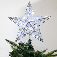 Glitzernder Weihnachtsbaum Oberteil-Sterne Baumspitzen-Schmuck warme Lichter Dekoration Baumspitze Stern mit Licht