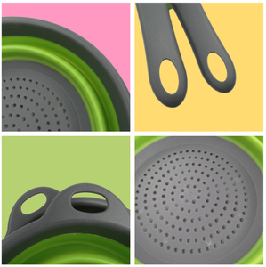 Handvat Ruimtebesparende Siliconen Zeef Vergiet Kwart Ronde Keukenzeef Met Handvat Opvouwbaar Vergiet En Zeef - Product Image 5