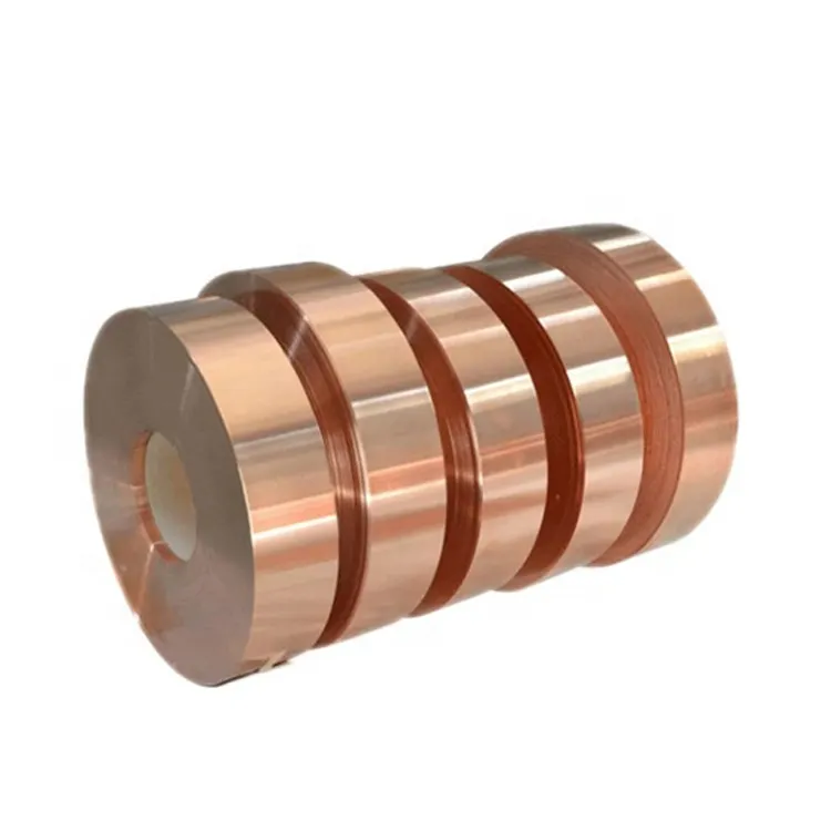 Buen precio 99.99% bobina de tira de cobre puro rollo cónico de cobre para uso industrial conductor venta directa de fábrica de alta calidad