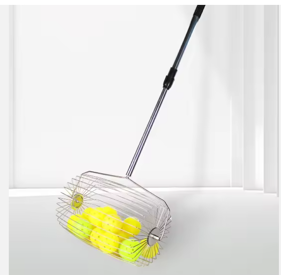 Hot Sale Durable Wheeled Rolling Pickleball Collecting Basket Large Capacity Extendable Push Type Court Ball Gathering Machine