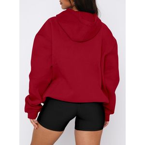 FOXA Sweat-shirt à capuche décontracté pour femme, à manches longues, avec poche kangourou et épaules tombantes, en polaire - Product Image 3