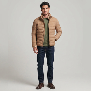 2025 Men's Puffer Jacket Hot Selling Lightweight Packable <b>Bubble</b> <b>Coat</b> Water Resistant Outerwear Stand Collar Front Logo (M-XXL) - Product Image 1