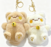 Peluche douce en forme de chat porte-bonheur 3D, écologique, avec porte-clés lumineux et pompon clochette, modèle tendance