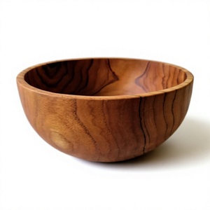 Tazón de Ensalada Decorativo de Madera, Apto para Alimentos, Ecológico, Tazones para Servir Comida, Decoración del Hogar, Vajilla, Tazón para Frutas, Grande y Curvo - Product Image 1
