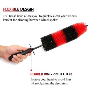 <span class=keywords><strong>Brosse</strong></span> rouge polyvalente à poils longs et souples <span class=keywords><strong>pour</strong></span> moyeu de voiture Brosses de nettoyage des pneus <span class=keywords><strong>pour</strong></span> le nettoyage des roues automobiles. - Product Image 2