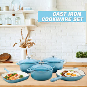 Ensembles d'ustensiles de cuisine <span class=keywords><strong>en</strong></span> <span class=keywords><strong>fonte</strong></span> pré-assaisonnés colorés Logo personnalisé Marmites à soupe et à bouillon Marmite à four hollandais Casserole de grande taille pour la cuisine - Product Image 4