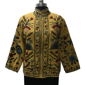 Chaqueta de algodón bordada Suzani multicolor bohemio chic hecha a mano para diseño floral transpirable chaqueta tradicional artesanal - Product Image 1