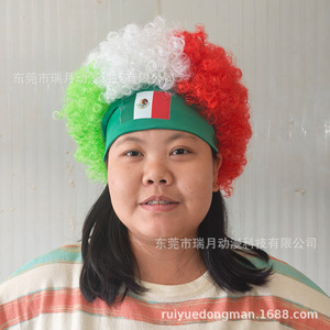 Peluca para fanáticos del fútbol, ​​acrilico multicolor, portátil, accesorios de estilo moderno para adultos - Product Image 4