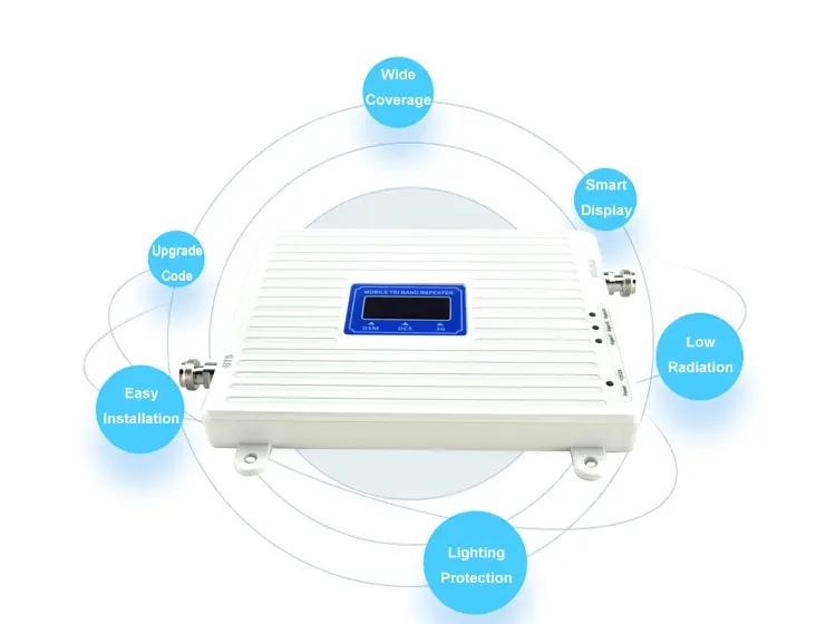 2 3 4G 900 1800 2100Mhz Tri Band โรงงานโทรศัพท์มือถือที่คุ้มค่าที่สุดสัญญาณเครือข่าย Repeater/Booster/เครื่องขยายสัญญาณ