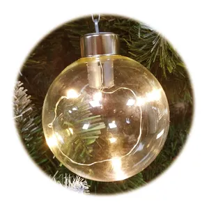 Wholesale Luxury Custom Glass Bauble 8CM Clear Ornaments Transparent LED Christmas Balls Lighting For Tree Decoration