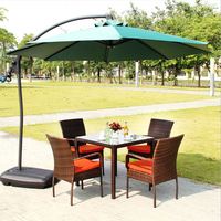 Offre Spéciale poly rotin chaise jardin salle à manger chaise ensembles Table ronde/moderne canne meubles salle à manger chaise ensemble meubles en osier extérieur