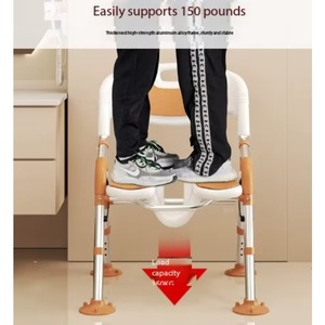Bamboo Corner Shower Stool Foot Rest, Waterproof Bath Bench Seat with Storage Shelf and Soap Dish Small Corner Table Step Stool - Product Image 4