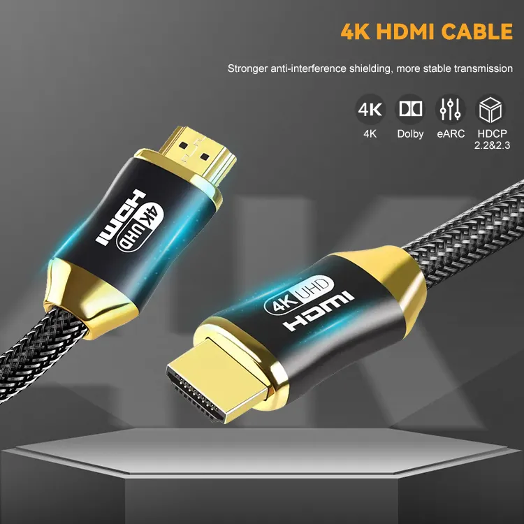 ประสิทธิภาพสูงที่กําหนดเอง 4k * 2k ชุบทอง 2160p 18Gbps 1m 2m 3m 5m 7.5m 10m 15m 20m 4k สาย HDMI