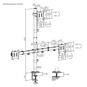 <span class=keywords><strong>Support</strong></span> de bureau réglable pour trois moniteurs LDT110-C034, fixation par pince, pour 3 <span class=keywords><strong>écran</strong></span>s de 17 à 32 pouces, poteau en acier, <span class=keywords><strong>support</strong></span> VESA - Product Image 6