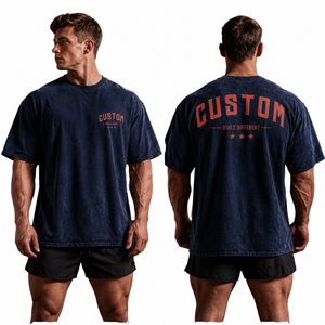 Camiseta de Hombre 100% Algodón, Transpirable y Cómoda, Modelo 8076, con Estampado de Letras Personalizado, Negra, Talla Grande, Venta al Por Mayor - Product Image 1