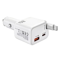 Chargeur de voiture USB-C 80W avec câble Type-C rétractable, charge rapide USB Type C PD, chargeur de voiture 80W pour téléphone portable, adaptateur de chargeur de voiture