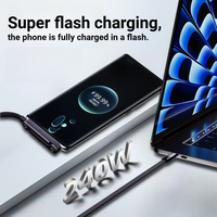 Cable de Carga Rápida USB-C de 240W con Malla de Nailon para Protección, Transferencia de Datos de 480Mbps, Compatible con IOS/Android y Laptop