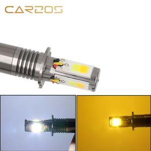 Phares antibrouillard à LED automobiles H4 H7 H11 9005 9006 COB Phares antibrouillard bicolores à trois côtés avec lumière blanche et jaune et clignotant - Product Image 1