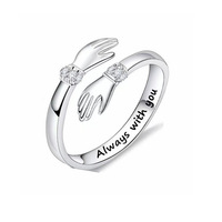 Bague de couple redimensionnable bague de câlin en cuivre couleur argent cadeau d'amitié bague réglable pour filles en stock