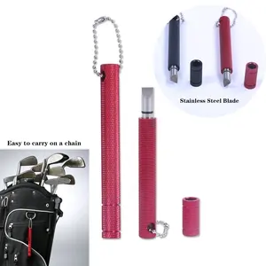 Rautan pembersih Golf aluminium portabel, alat pembersih stik warna-warni untuk setrika Wedge tepi runcing alur Wedge