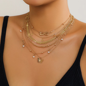 Multi-layer Butterfly Tassel Pendant Necklace Hot Sale Gold Plated Designer Metal Chain Star <strong>Love</strong> Heart Pendant Necklace <strong>Jewelry</strong> - Product Image 2