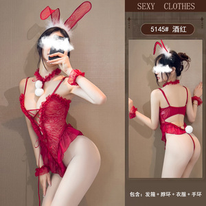 Sassy erotische teddypak dames chiffon kant-up bunny <span class=keywords><strong>girl</strong></span> jumpsuit verleidingsuniform lingerie gepassioneerd sexy ademend 3D - Product Image 6