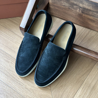 Mocassins plats pour hommes, style italien, en cuir souple tissé à la main, semelle en caoutchouc antidérapante