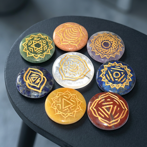 Handmade Gemstone <b>Chakra</b> Stones <b>Set</b> Carved <b>Crystal</b> Reiki Healing Oval Polished Art Collectible Buy Online Thymus <b>Chakra</b> 3 - Product Image 2