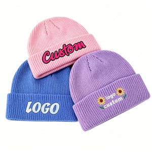Gorro <span class=keywords><strong>de</strong></span> Punto Personalizado con Logotipo Bordado, Cálido y Acogedor para <span class=keywords><strong>Invierno</strong></span>, 100% Acrílico, Venta al por Mayor, Cómodo y Elástico - Product Image 1