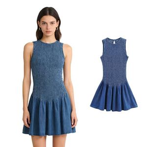 Vestidos de Mezclilla Ajustados sin Mangas con Parches y Volantes, Sexy y a la Moda para Mujer, Nueva Colección de Verano, Gran Venta - Product Image 1
