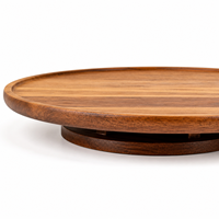 Plateau rotatif professionnel en bois d'acacia certifié FSC, plateau tournant en bois à 360 degrés pour table à manger, service et rangement des épices