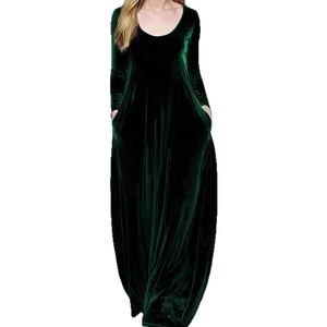 Vestido Largo de Terciopelo para Mujer, Talla Grande, Cuello Redondo, Estilo Línea A, Elegante, para Fiesta o Noche, Dropshipping Shopify - Product Image 1