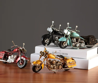 Figurine de moto vintage en fer peinte à la main, sculpture rétro en métal, décoration pour bar à domicile, cadeau de collection pour hommes