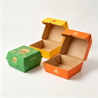 Boîte à hamburger personnalisée en gros, OEM, logo imprimé, emballage alimentaire jetable en carton de qualité alimentaire pour restaurant