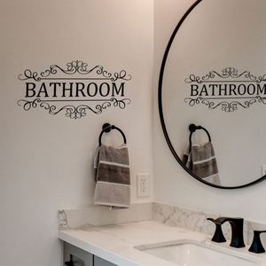 Autocollants muraux en PVC pour salle de bain, design logo anglais, autocollants adhésifs pour portes et murs, imperméables, décoration intérieure, OEM personnalisé - Product Image 2