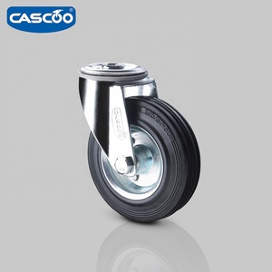Roda Industri CASCO0 5 Inci 6 Inci dengan Pelek Baja, Karet Padat, Putar, dan Bantalan Rol, Warna Hitam untuk Gerobak Dorong - Product Image 6